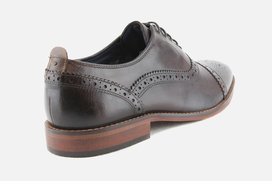 Men Base London | Base London - Cast Washed Brown Oxfords On Labotte