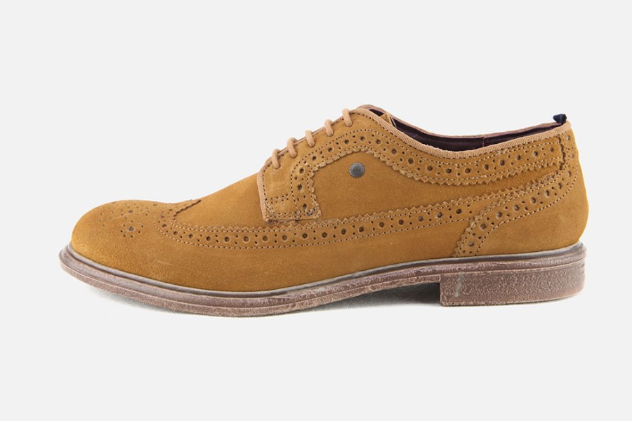 Men Base London | Base London - Onyx Suede Cognac Derbies On Labotte