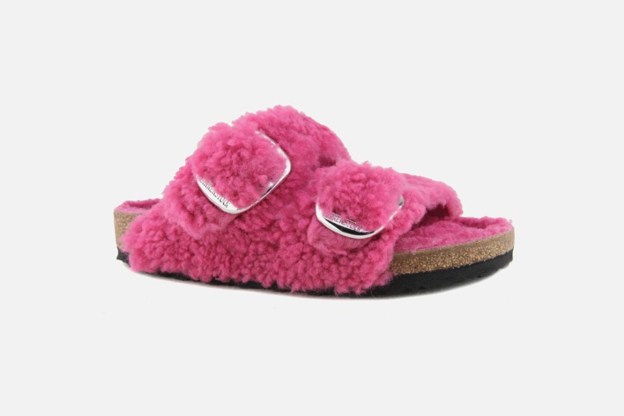 Women Birkenstock | Birkenstock - Arizona Big Buckle Teddy Pink Sandals On Labotte