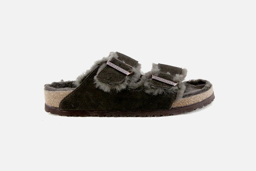 Women Birkenstock | Birkenstock - Arizona Fur Moka Low Slippers On Labotte