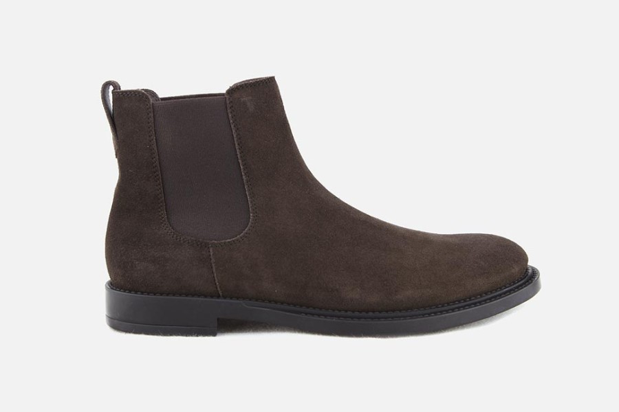 Men Tod's | Tod'S - Giro Chelsea Daim Marron Ankle Boots On Labotte