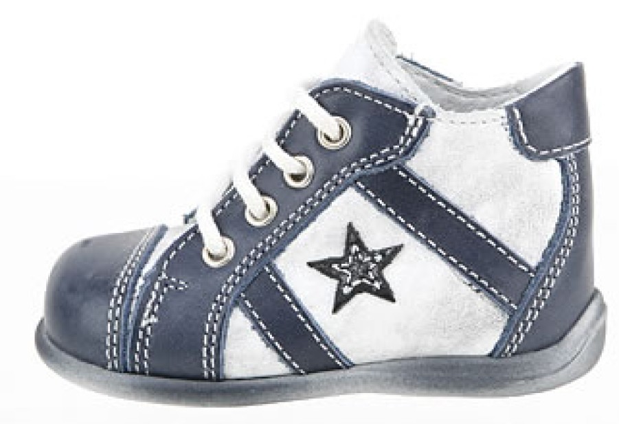 Boys Bellamy | Bellamy - Etoile Bleu Blanc Lace-Up Boots On Labotte