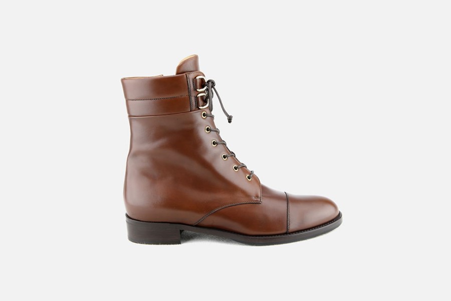 Women Artami | Artami - Tortona Tabacco Lace-Up Boots On Labotte