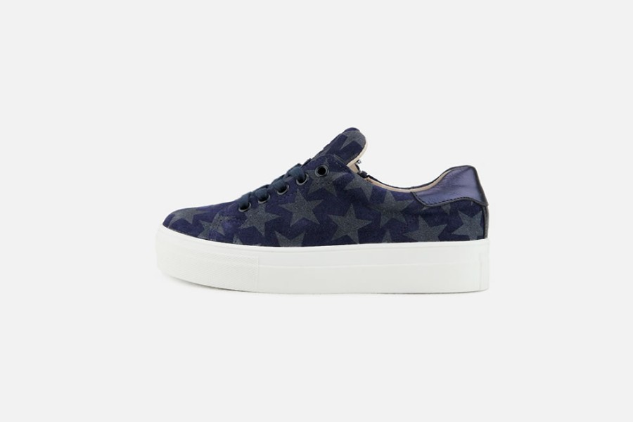 Girls Acebos | Acebos - Ambre Navy Star Lace-Up Shoes On Labotte