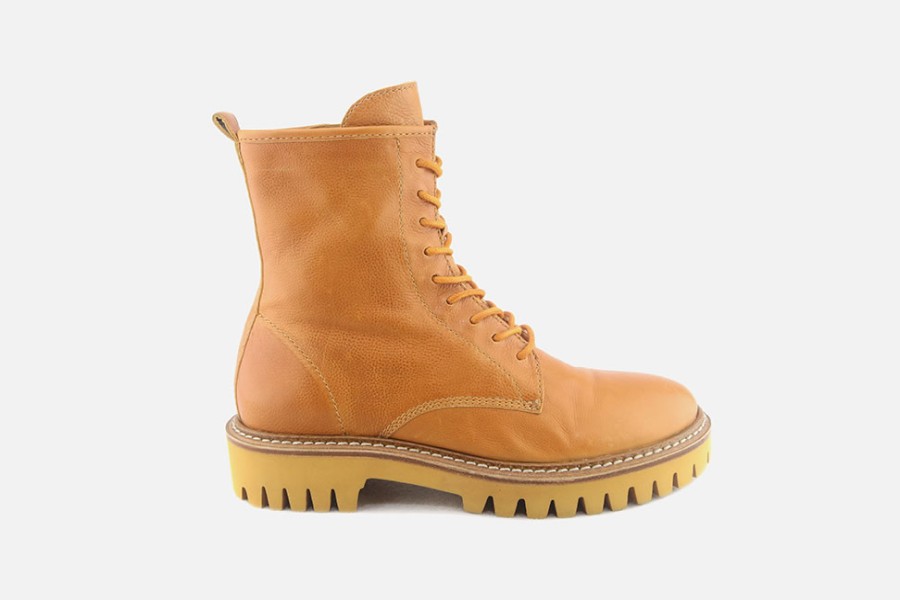 Women Elvio Zanon | Elvio Zanon - Wanted Honey Lace-Up Boots On Labotte