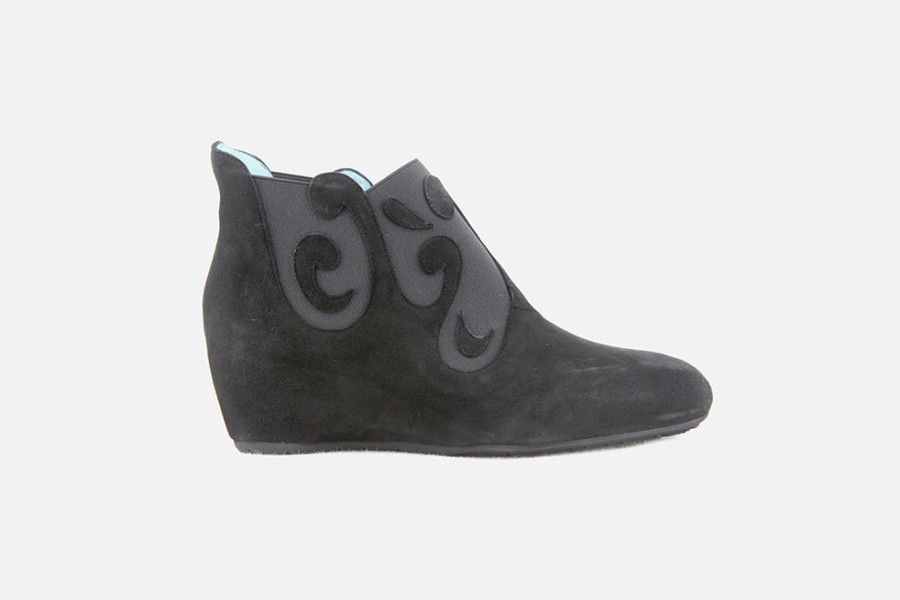 Women Thierry Rabotin | Thierry Rabotin - Soliman Daim Noir Ankle Boots On Labotte