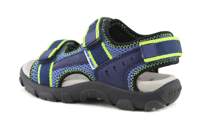 Boys Geox | Geox - Strada Boy Blue Fluo Sandals On Labotte