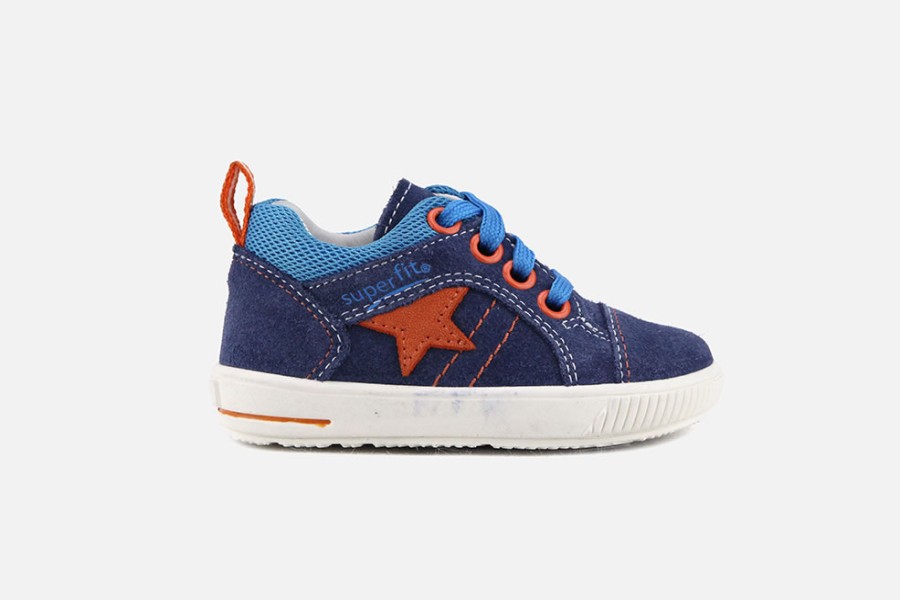 Boys Superfit | Superfit - Best Bleu Orange Lace-Up Boots On Labotte