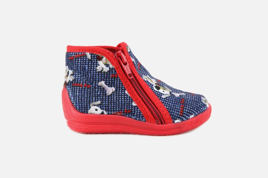 Boys Bellamy | Bellamy - Choupi Toutou Bleu Rouge High Slippers On Labotte