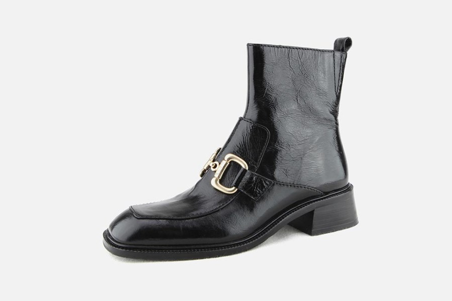 Women Elvio Zanon | Elvio Zanon - Warum Buckle Noir Ankle Boots On Labotte