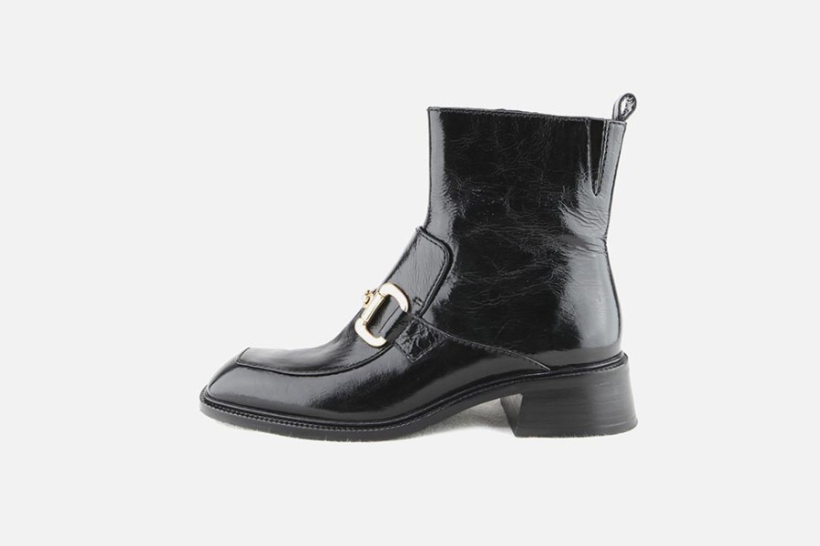 Women Elvio Zanon | Elvio Zanon - Warum Buckle Noir Ankle Boots On Labotte