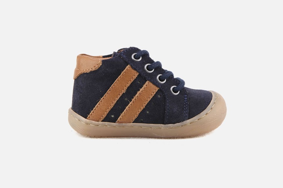 Boys Bellamy | Bellamy - Kalino Navy Cognac Lace-Up Boots On Labotte