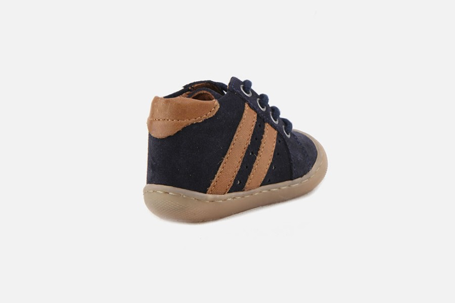 Boys Bellamy | Bellamy - Kalino Navy Cognac Lace-Up Boots On Labotte