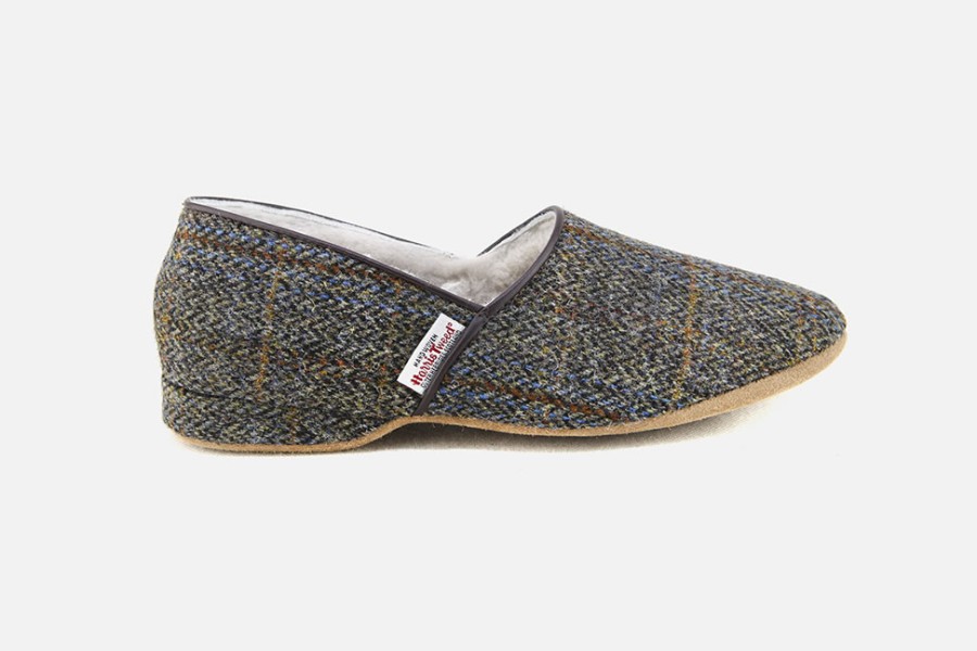 Men Draper | Draper - Andy Tweed Gris Low Slippers On Labotte