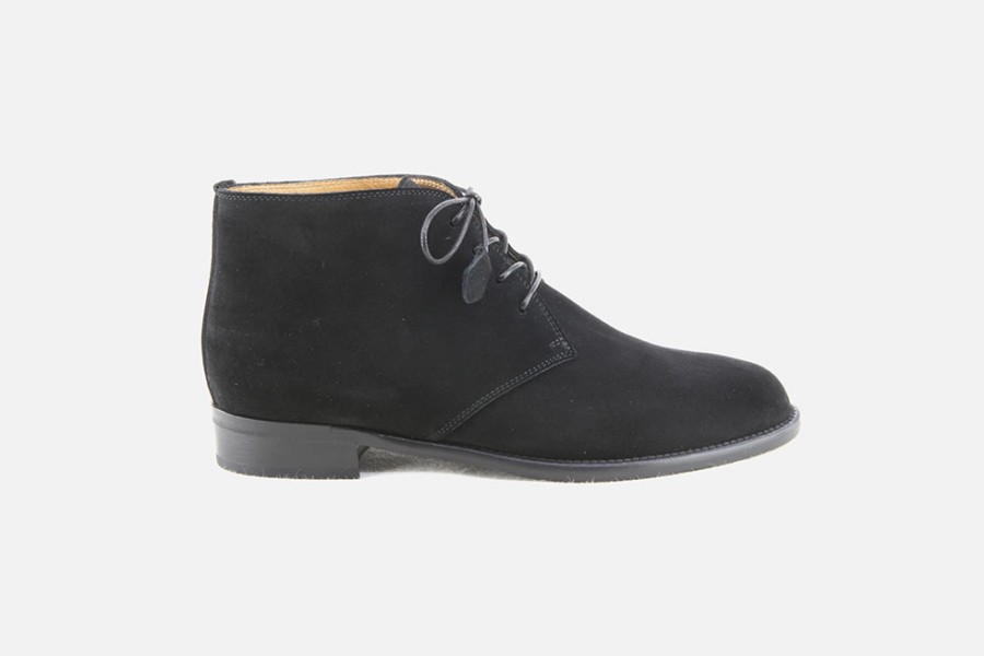 Women Artami | Artami - Campana Daim Noir Lace-Up Boots On Labotte