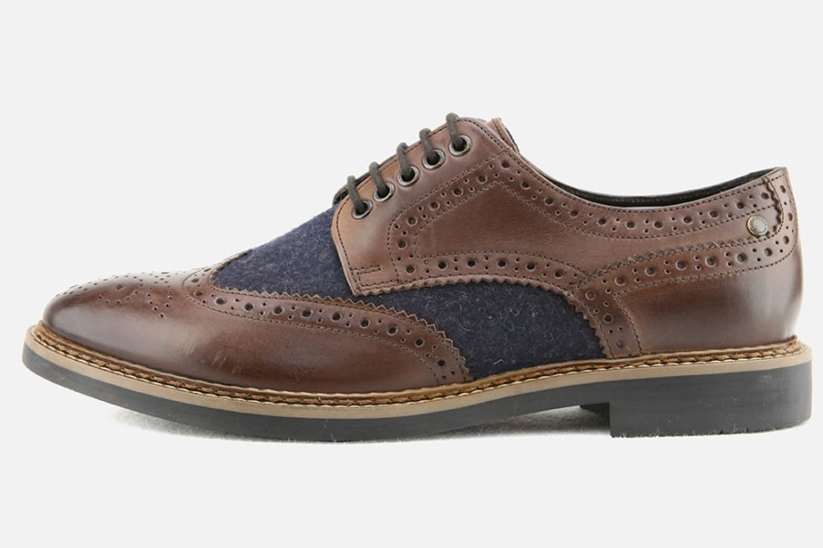 Men Base London | Base London - Rothky Brown Navy Derbies On Labotte