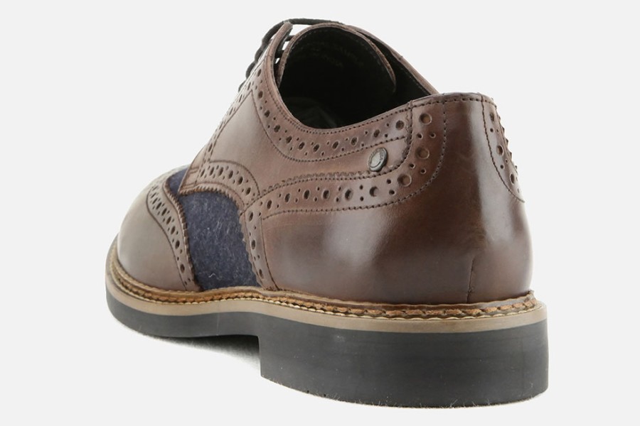 Men Base London | Base London - Rothky Brown Navy Derbies On Labotte