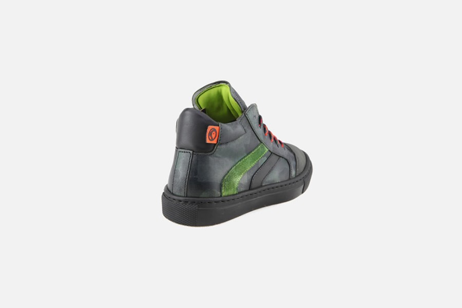 Boys Rondinella | Rondinella - Fastoche Grey Green Lace-Up Boots On Labotte