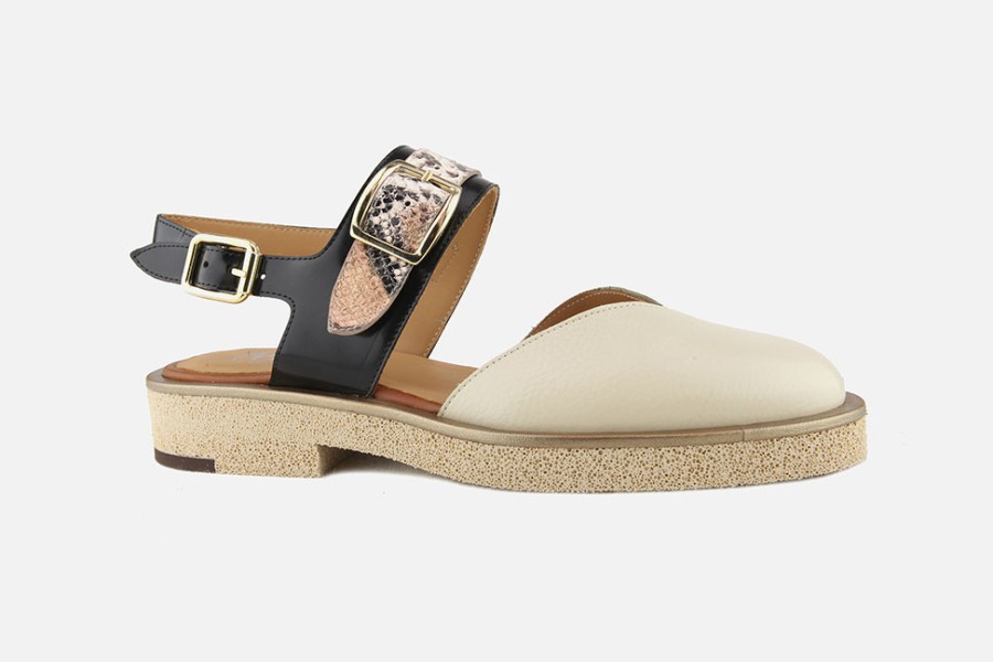 Women Pertini | Pertini - Sally Beige Noir Sandals On Labotte