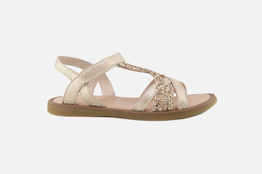 Girls Acebos | Acebos - Albane Or Glitter Sandals On Labotte