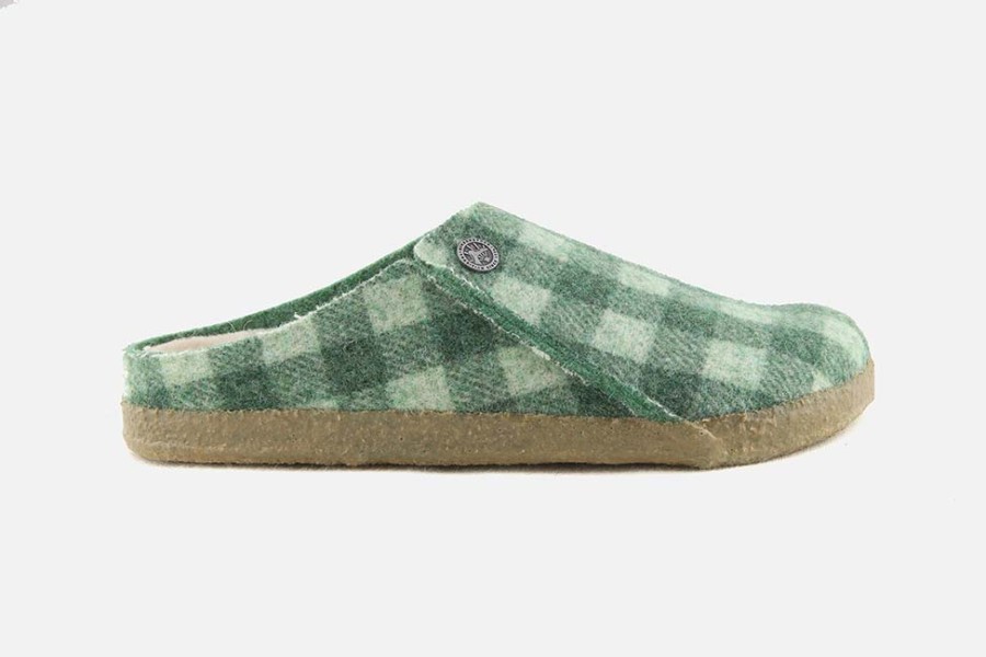 Men Birkenstock | Birkenstock - Zermatt Fur Plaid Green Man Low Slippers On Labotte