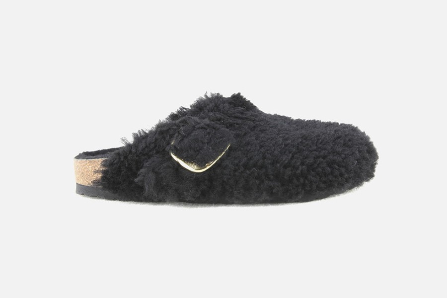 Women Birkenstock | Birkenstock - Boston Bb Teddy Black Clogs On Labotte