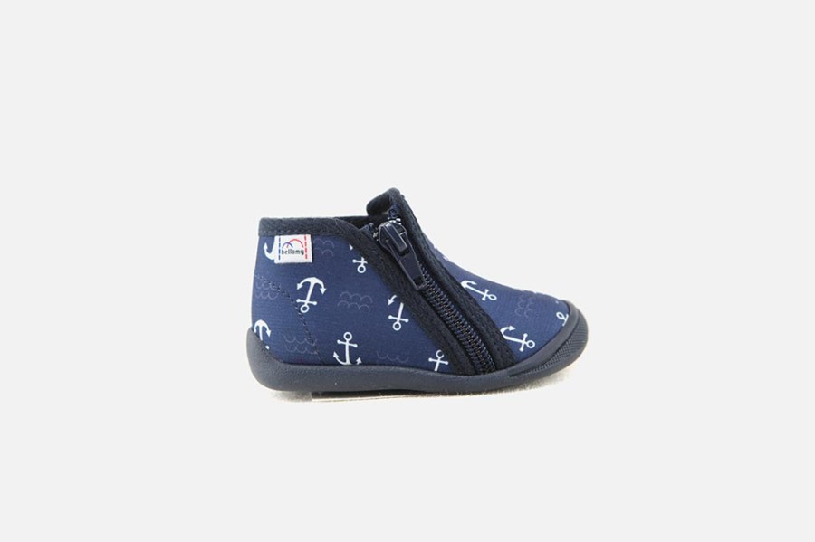 Boys Bellamy | Bellamy - Sailor Bleu High Slippers On Labotte