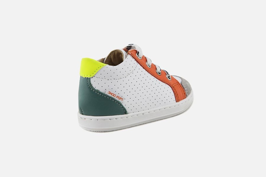 Boys Shoo Pom | Shoo Pom - Bouba Zip Box White Orange Lace-Up Boots On Labotte