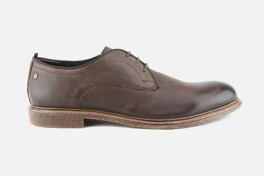 Men Base London | Base London - Garnet Brown Derbies On Labotte