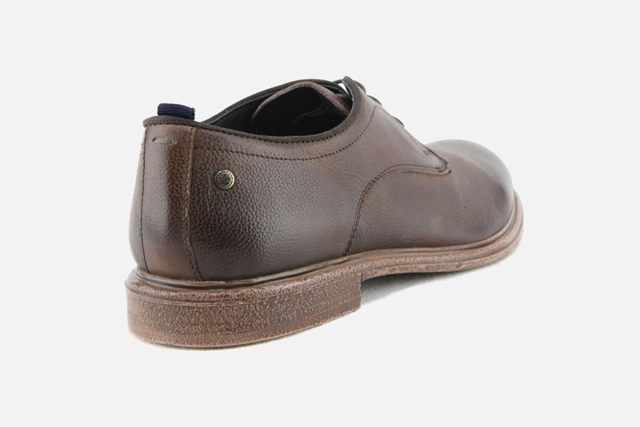 Men Base London | Base London - Garnet Brown Derbies On Labotte