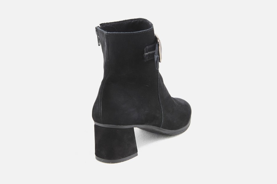 Women Hirica | Hirica - Feuillage Daim Noir Ankle Boots On Labotte