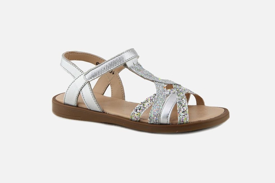 Girls Acebos | Acebos - Albane Silver Glitter Sandals On Labotte