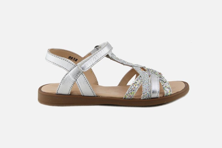 Girls Acebos | Acebos - Albane Silver Glitter Sandals On Labotte