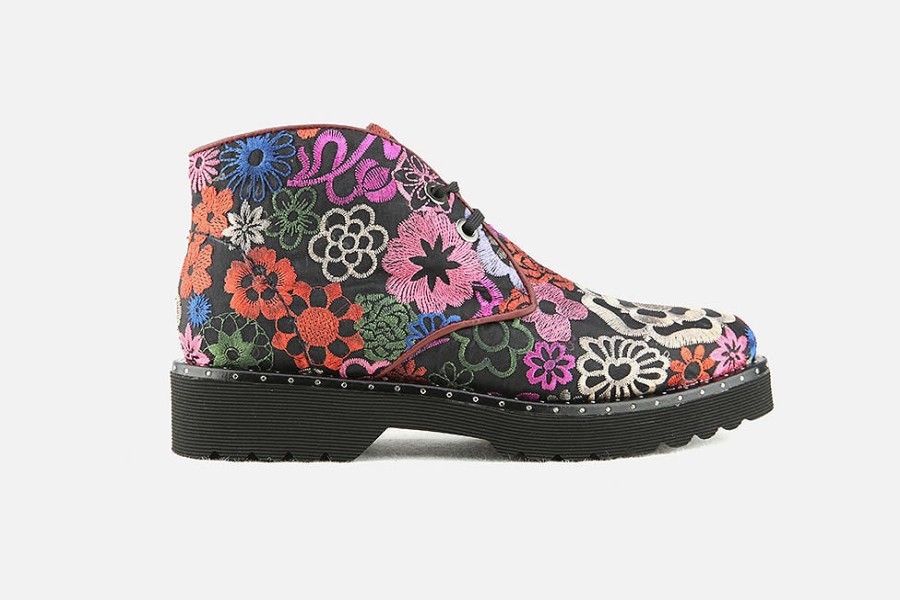 Women Pons Quintana | Pons Quintana - Gentry Multi Floral Lace-Up Boots On Labotte