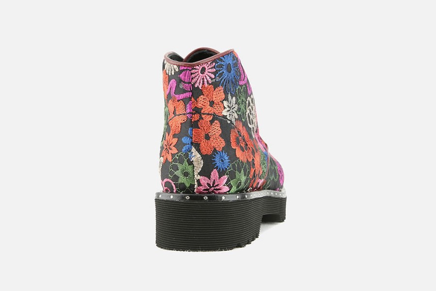 Women Pons Quintana | Pons Quintana - Gentry Multi Floral Lace-Up Boots On Labotte