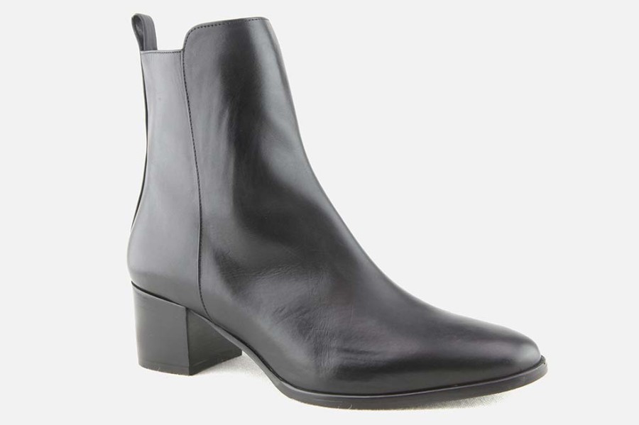 Women Cervone | Cervone - Chavannes Lisse Noir Ankle Boots On Labotte