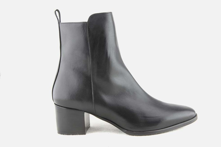 Women Cervone | Cervone - Chavannes Lisse Noir Ankle Boots On Labotte