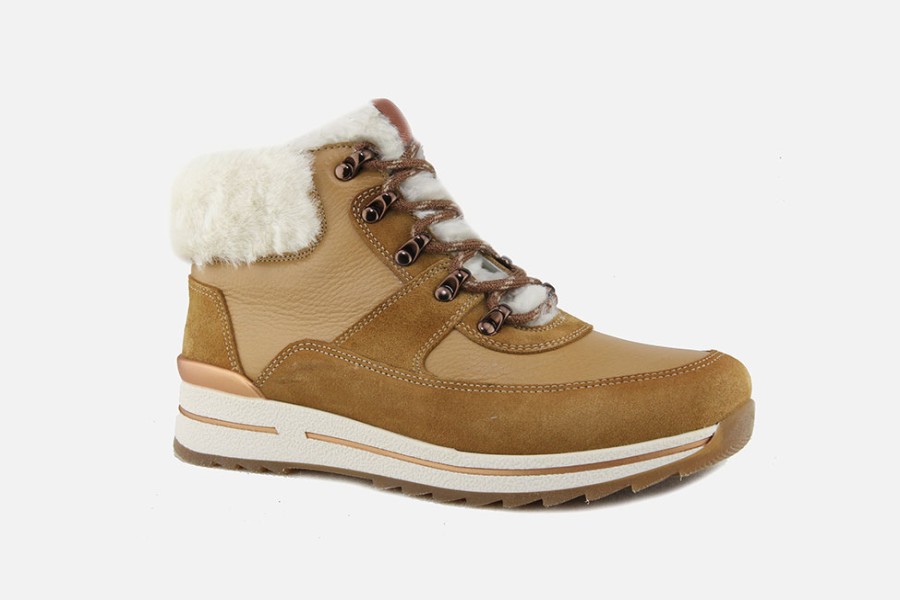 Women Ara | Ara - Osaka Hi Fur Camel Lace-Up Boots On Labotte