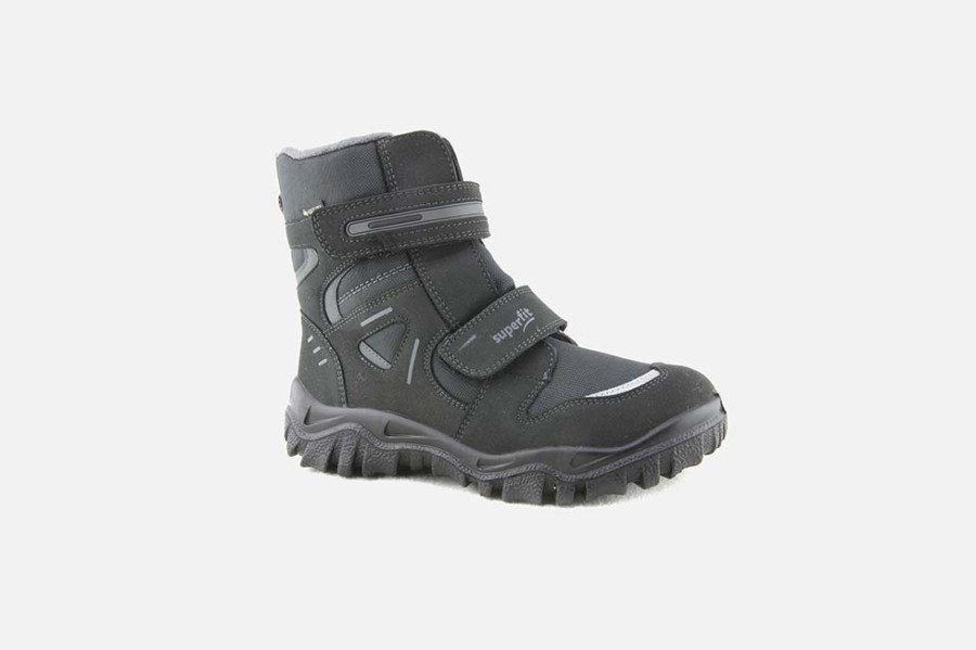 Boys Superfit | Superfit - Bernina Noir Et Gris Gtx Velcro Shoes On Labotte