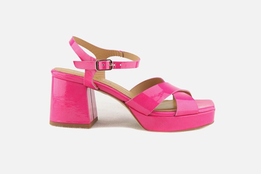 Women Elvio Zanon | Elvio Zanon - Wallys Lack Pink Sandals On Labotte