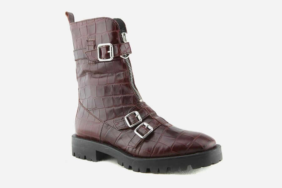 Women Alpe | Alpe - Amon Burgundy Lace-Up Boots On Labotte