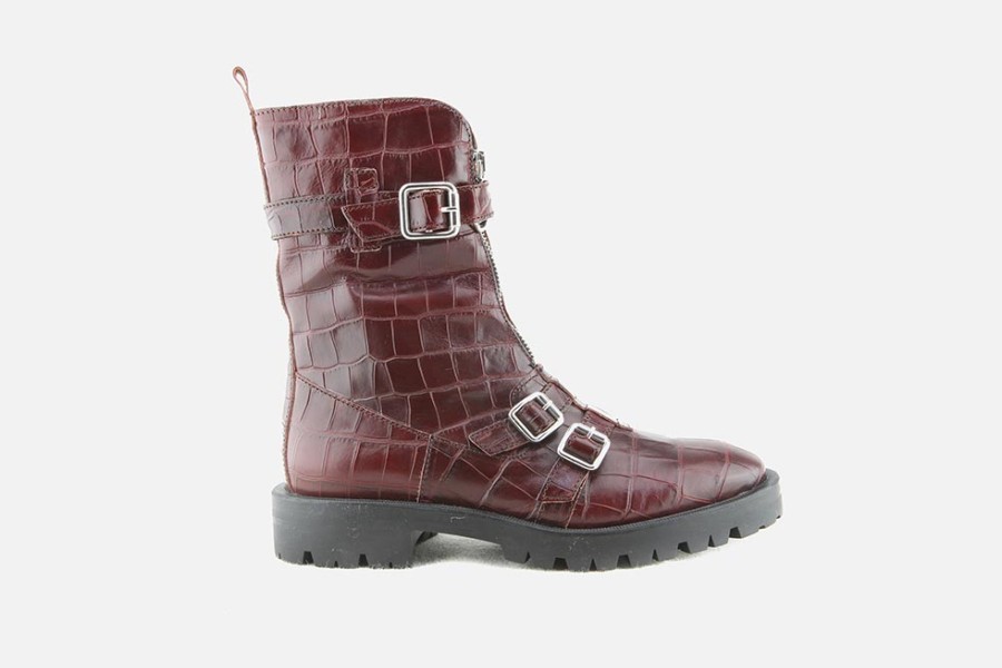 Women Alpe | Alpe - Amon Burgundy Lace-Up Boots On Labotte