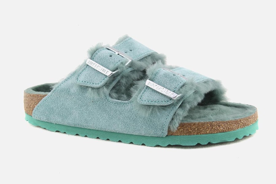 Women Birkenstock | Birkenstock - Arizona Fur Green Beryl Sandals On Labotte