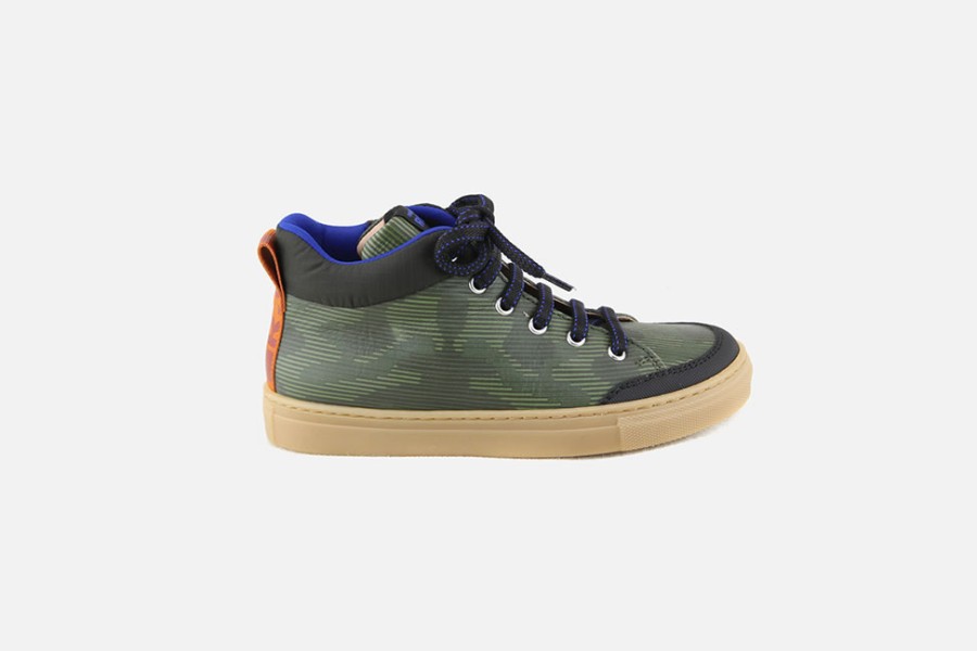 Boys Romagnoli | Romagnoli - Number Kaki Camou Lace-Up Boots On Labotte