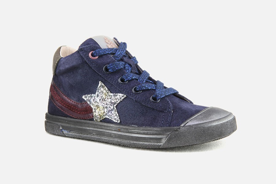 Girls Acebos | Acebos - Anaelle Navy Star Lace-Up Boots On Labotte