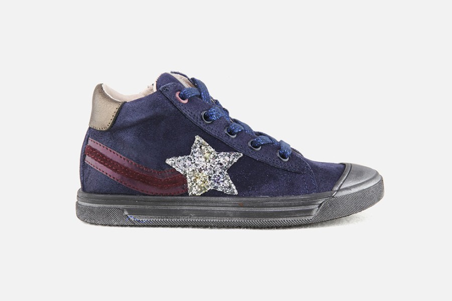 Girls Acebos | Acebos - Anaelle Navy Star Lace-Up Boots On Labotte