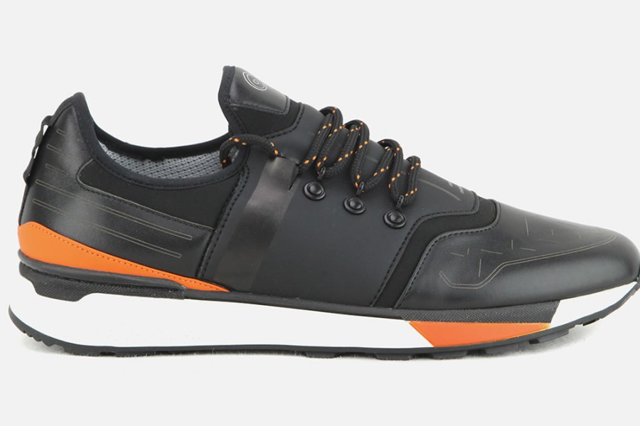 Men Barracuda | Barracuda - Barak Noir Orange Sneakers On Labotte