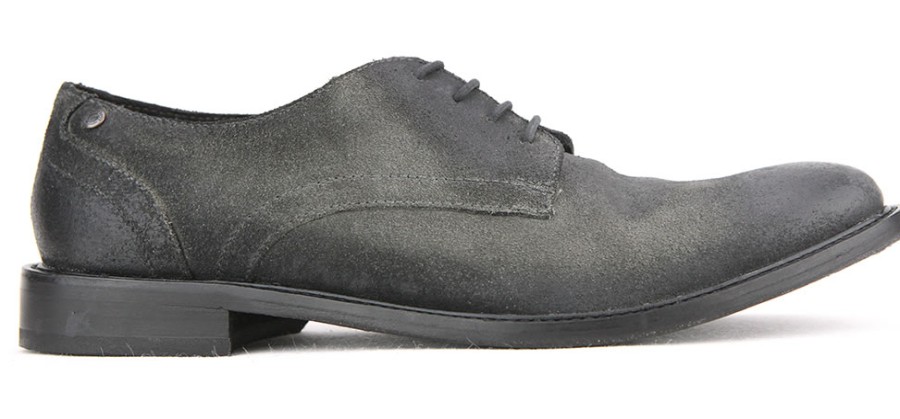 Men Base London | Base London - Benno Grey Derbies On Labotte