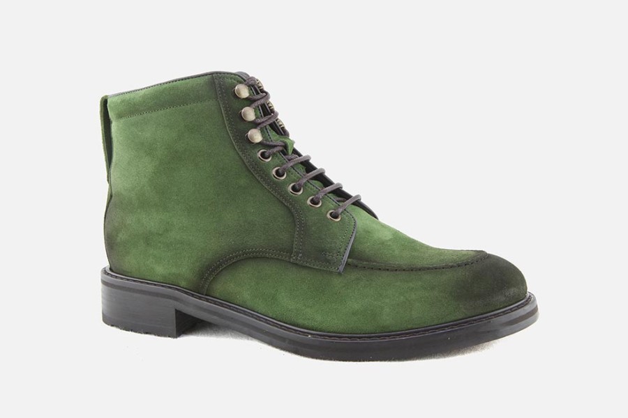 Men Botti | Botti - Corrado Green Vintage Lace-Up Boots On Labotte