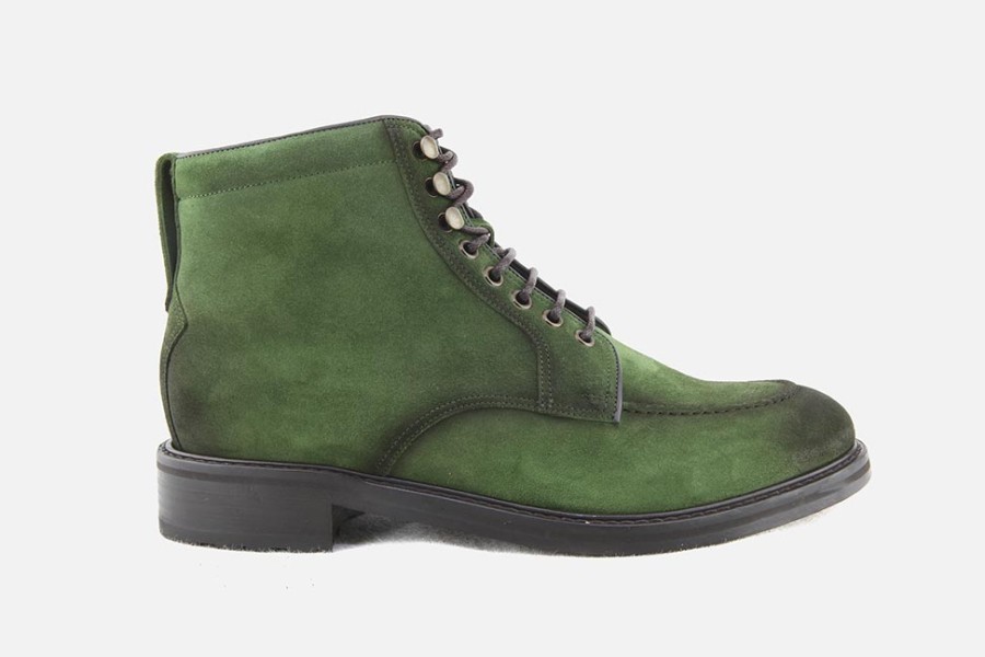 Men Botti | Botti - Corrado Green Vintage Lace-Up Boots On Labotte